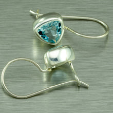 Load image into Gallery viewer, Blue Topaz Trillion Cut Earrings, 925 Sterling Silver