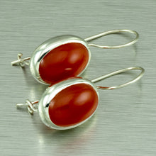 Load image into Gallery viewer, Carnelian oval sterling silver Hook-in Earrings