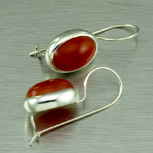 Load image into Gallery viewer, Carnelian oval sterling silver Hook-in Earrings