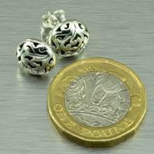 Load image into Gallery viewer, Small, round sterling silver ajoure stud earrings.