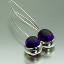 Load image into Gallery viewer, Amethyst Cabochon and Pearl sterling silver earrings