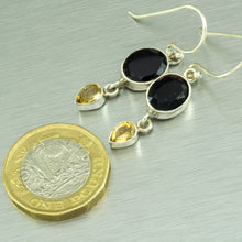 Load image into Gallery viewer, Smokey quartz and citrine small dangly earrings