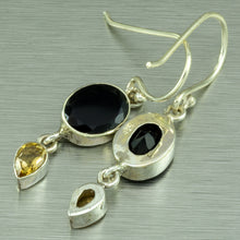 Load image into Gallery viewer, Smokey quartz and citrine small dangly earrings
