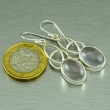 Load image into Gallery viewer, Long Rose Quartz silver earrings