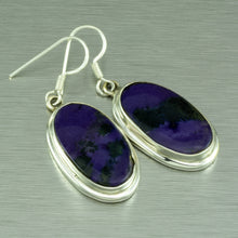 Cargar imagen en el visor de la galería, Large oval Russian Charoite earrings