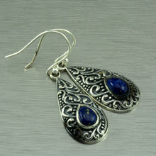 Load image into Gallery viewer, Lapis Lazuli Filigree Teardrop Earrings