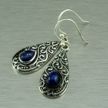 Load image into Gallery viewer, Lapis Lazuli Filigree Teardrop Earrings