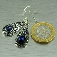 Load image into Gallery viewer, Lapis Lazuli Filigree Teardrop Earrings