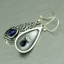 Load image into Gallery viewer, Lapis Lazuli Filigree Teardrop Earrings