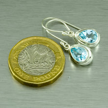 Cargar imagen en el visor de la galería, Blue topaz silver teardrop earrings.