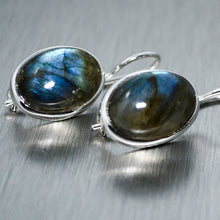 Load image into Gallery viewer, Large Oval Gemstone Hook-In Earrings - Available In 9 Different Gemstones