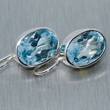 Load image into Gallery viewer, Large oval blue topaz earrings