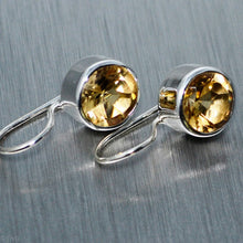 Load image into Gallery viewer, Citrine round sterling silver hook in earrings