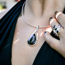 Load image into Gallery viewer, Large black onyx and sterling silver pendant