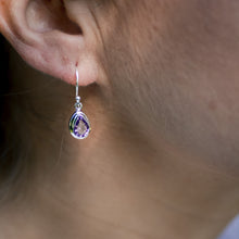 Load image into Gallery viewer, Small Amethyst Teardrop Earrings. 92.5% Sterling silver