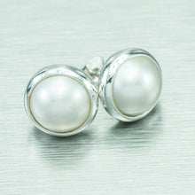 Load image into Gallery viewer, Blue Mabe Pearl Stud Earrings, 13mm 925 Sterling Silver