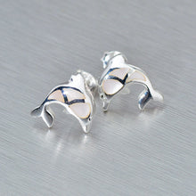 Load image into Gallery viewer, Dolphin stud earrings - available in 6 different shell inlays - Gemstonz Silver