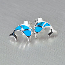 Load image into Gallery viewer, Dolphin stud earrings - available in 6 different shell inlays - Gemstonz Silver
