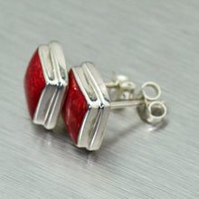 Load image into Gallery viewer, Mother of Pearl Square Stud Earrings. 92.5 Sterling Silver - Gemstonz Silver