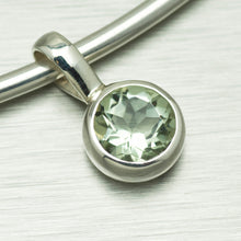 Load image into Gallery viewer, Small, round, green amethyst pendant - Gemstonz Silver