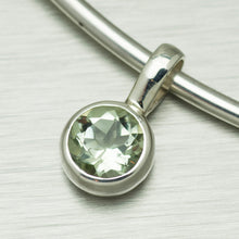 Load image into Gallery viewer, Small, round, green amethyst pendant - Gemstonz Silver