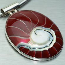Load image into Gallery viewer, Oval, red shell silver pendant - Gemstonz Silver