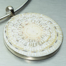 Load image into Gallery viewer, Large cream, 30mm round sliced conus shell pendant.