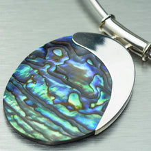Load image into Gallery viewer, Large oval abalone silver pendant
