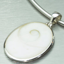 Load image into Gallery viewer, Large oval shiva shell silver pendant