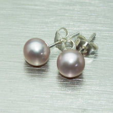 Load image into Gallery viewer, Peach freshwater pearl studs on sterling silver posts