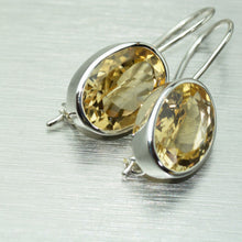 Load image into Gallery viewer, Large oval citrine sterling silver earrings