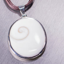Load image into Gallery viewer, Large oval shiva shell silver pendant