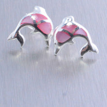 Load image into Gallery viewer, Dolphin stud earrings - available in 6 different shell inlays - Gemstonz Silver
