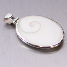 Load image into Gallery viewer, Large oval shiva shell silver pendant