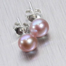 Load image into Gallery viewer, Peach freshwater pearl studs on sterling silver posts