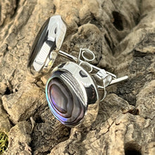 Load image into Gallery viewer, Abalone Sterling Silver, Chunky Stud Earrings