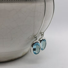 Load image into Gallery viewer, Elegant Long Blue Topaz Earrings, 925 Sterling Silver