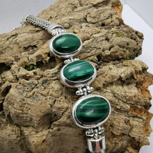 Cargar imagen en el visor de la galería, Malachite Multi-Stone Bracelet, Adjustable, 925 Sterling Silver