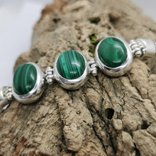 Cargar imagen en el visor de la galería, Malachite Multi-Stone Bracelet, Adjustable, 925 Sterling Silver