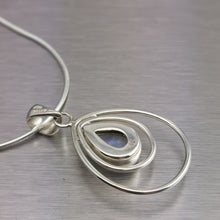 Load image into Gallery viewer, Rainbow Moonstone Teardrop Necklace. 92.5% Sterling Silver