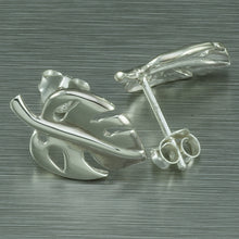 Load image into Gallery viewer, Silver Monstera Leaf Stud Earrings