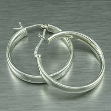 Load image into Gallery viewer, Silver Chunky Round Hoop Earrings
