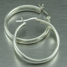 Load image into Gallery viewer, Silver Chunky Round Hoop Earrings