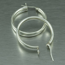 Load image into Gallery viewer, Silver Chunky Round Hoop Earrings