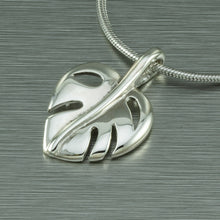 Load image into Gallery viewer, Silver monstera leaf pendant