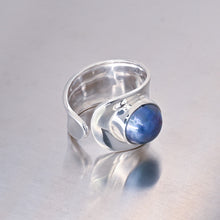 Load image into Gallery viewer, Blue Mabe Pearl Adjustable Ring, 925 Sterling Silver.