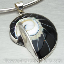 Load image into Gallery viewer, Large Black Nautilus Shell Pendant - Gemstonz Silver