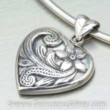 Load image into Gallery viewer, Art-Deco Sterling Silver Heart Pendant.