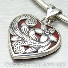 Load image into Gallery viewer, Art-Deco Sterling Silver Heart Pendant.