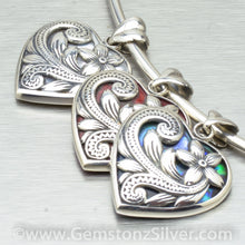 Load image into Gallery viewer, Art-Deco Sterling Silver Heart Pendant.